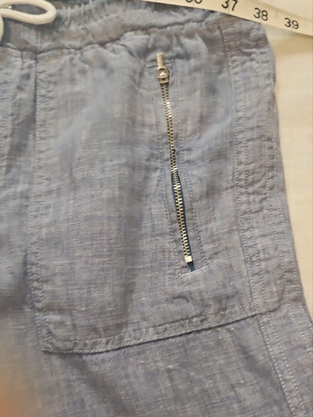 Athleta Women's Light Blue Drawstring 100% Linen Joggers Size 4 - Picture 4 of 13